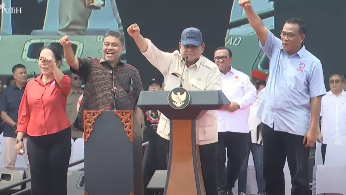 Presiden Prabowo pada Peringatan Hari Buruh Internasional (1 Mei 2025) (Dok. Tangkapan layar YouTube Setpres RI)